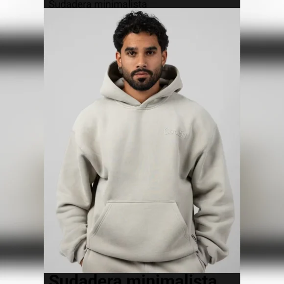 Comfrt MINIMALIST HOODIE CEMENT (WOMEN,MENS) - Picture 2 of 4